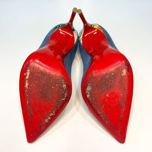 Christian Louboutin Pigalle Follies 100 Pumps EU 36 US 6 Blue Jean Denim Heels - Picture 8 of 9